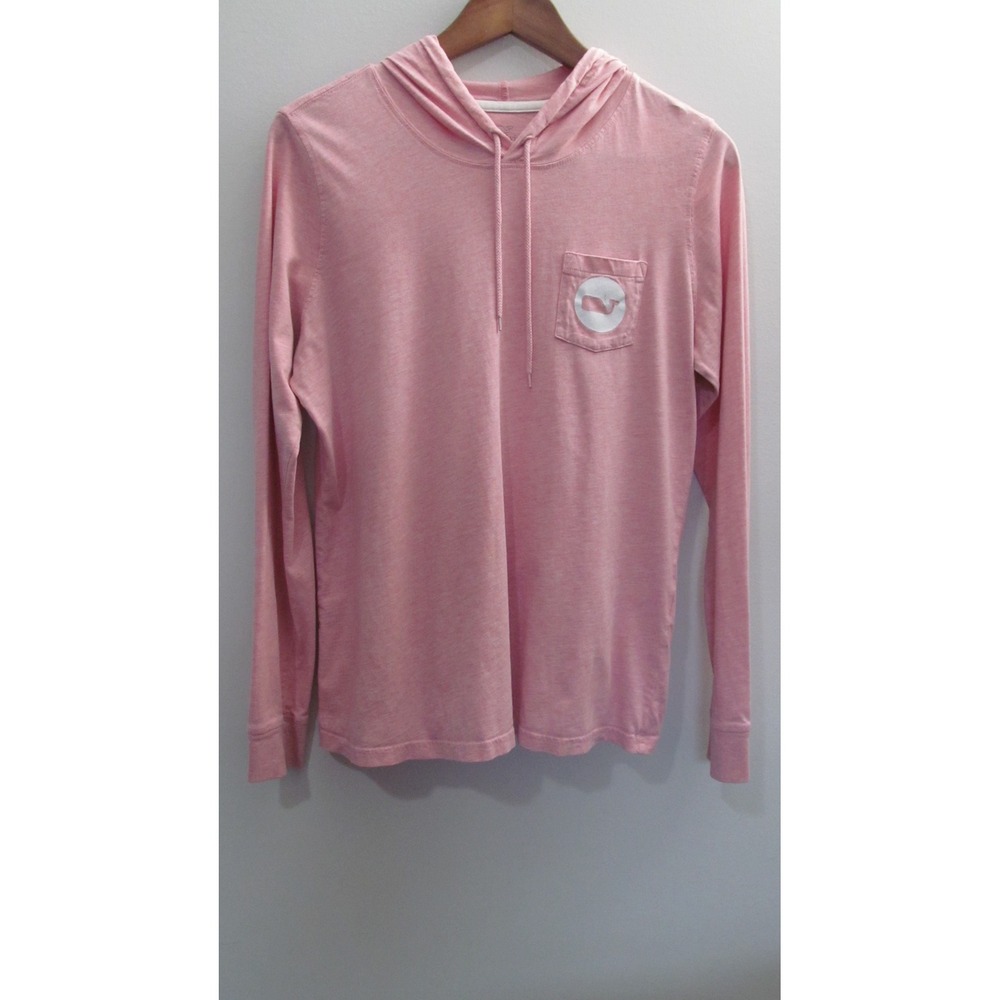 Vineyard Vines Mens M Pink EDSFTG Long Sleeve Hooded T-Shirt 100% Cotton Pocket
